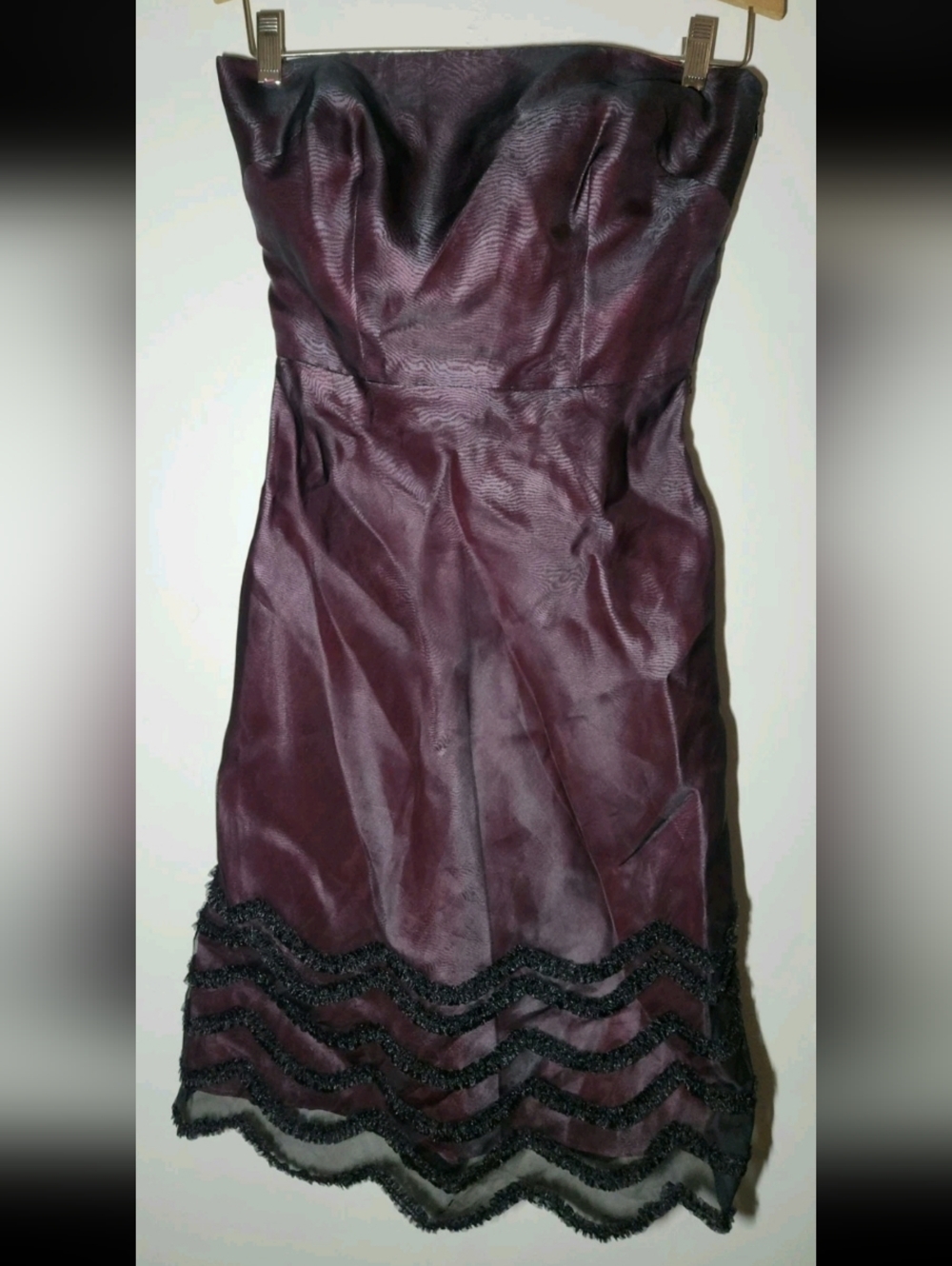 NWT Kay Unger Women's Size 2 Wine Colored 100% Silk Strapless Cocktail Dress